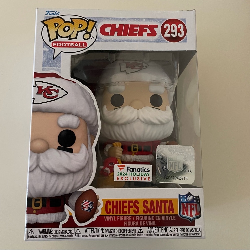NWT Funko NFL Football Pop Santa Claus Vinyl Figure NFL Kansas City Chiefs 2024